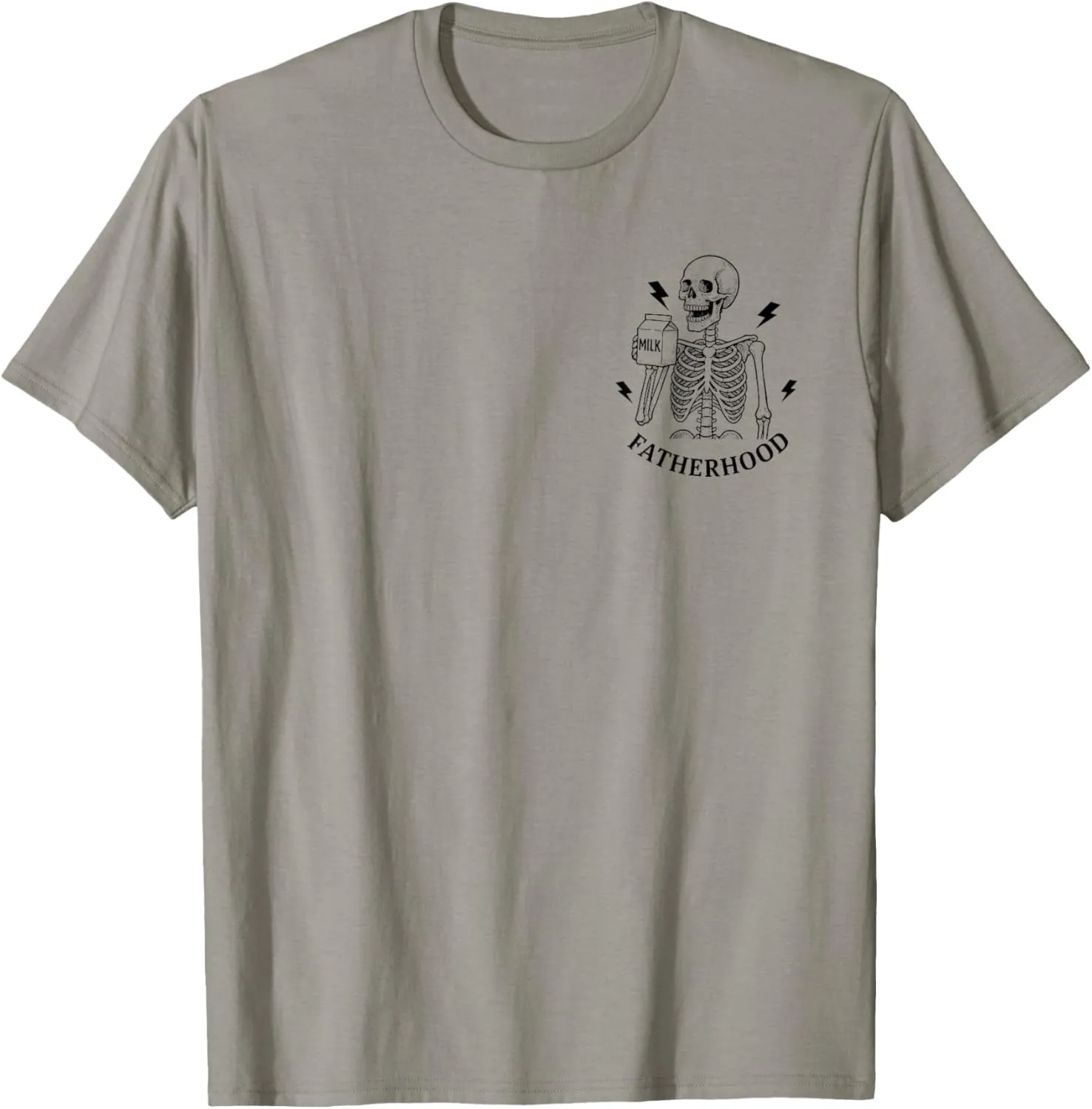 (2 side) Skeleton Just A Dad Who Always Came Back With Milk T-Shirt