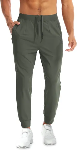 Aolesy Men's Joggers Sweatpants with Zipper Pockets Lightweight Stretch Athletic Gym Pants for Workout, Running, Golf