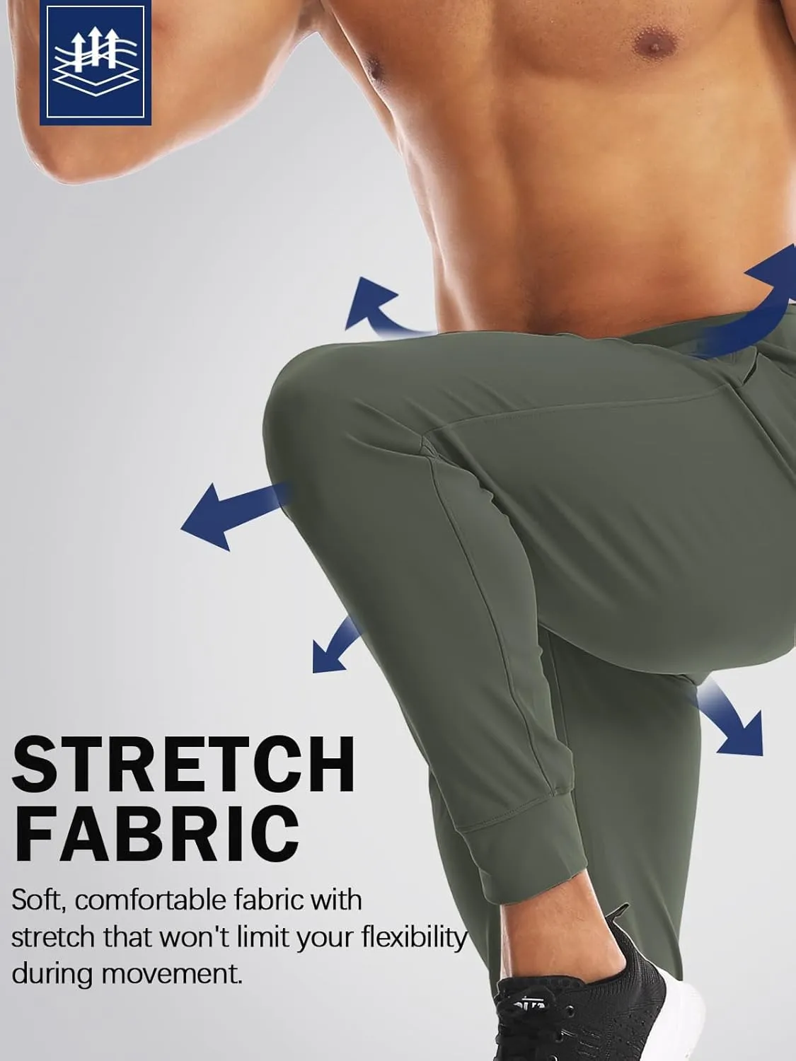 Aolesy Men's Joggers Sweatpants with Zipper Pockets Lightweight Stretch Athletic Gym Pants for Workout, Running, Golf
