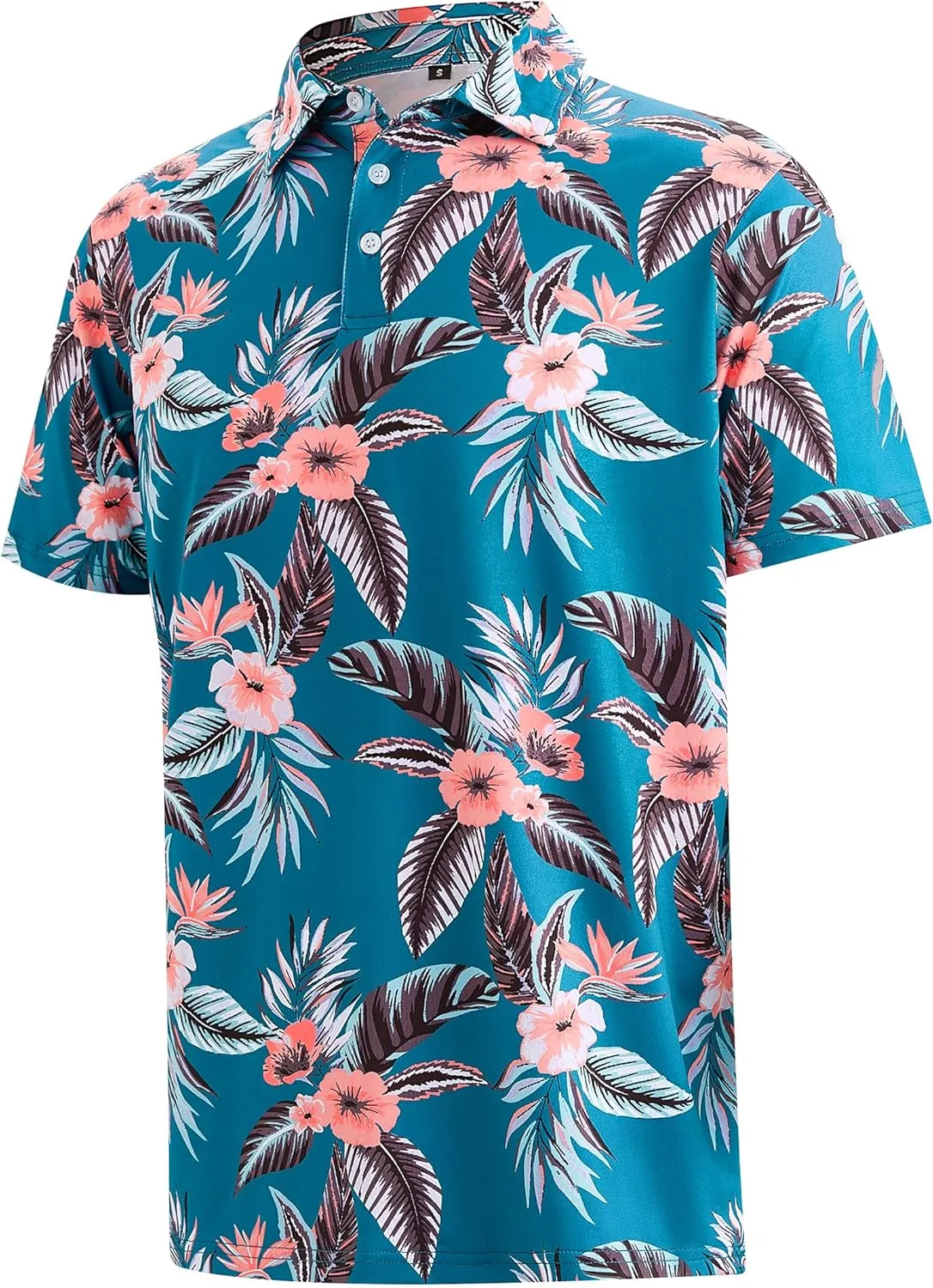 APTRO Men's Polo Shirts Short Sleeve Moisture Wicking Fashion Print Hawaiian Golf Shirts for Men