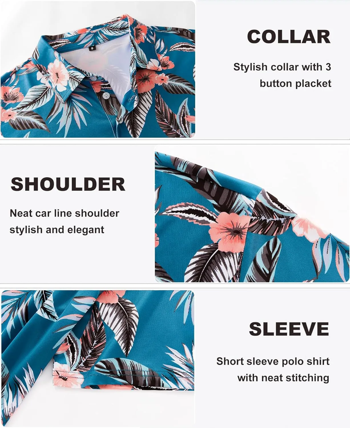 APTRO Men's Polo Shirts Short Sleeve Moisture Wicking Fashion Print Hawaiian Golf Shirts for Men