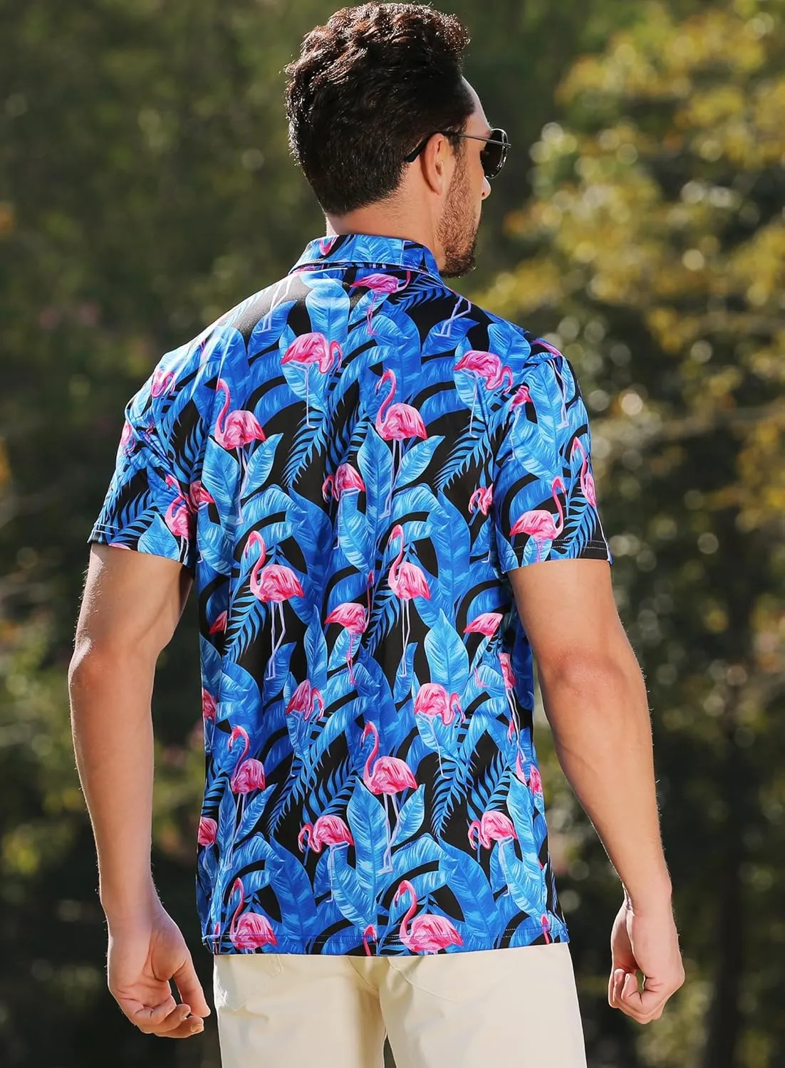 APTRO Men's Polo Shirts Short Sleeve Moisture Wicking Fashion Print Hawaiian Golf Shirts for Men