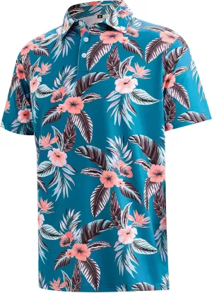 APTRO Men's Polo Shirts Short Sleeve Moisture Wicking Fashion Print Hawaiian Golf Shirts for Men