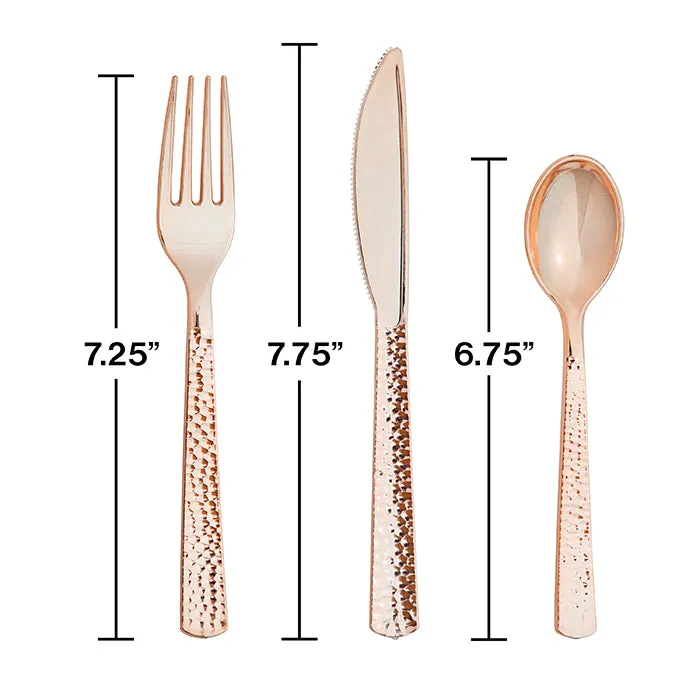 Assorted Cutlery, Rose Gold Hammered (24/Pkg)