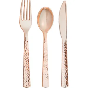 Assorted Cutlery, Rose Gold Hammered (24/Pkg)