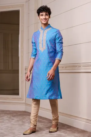 Blue Jacquard Kurta