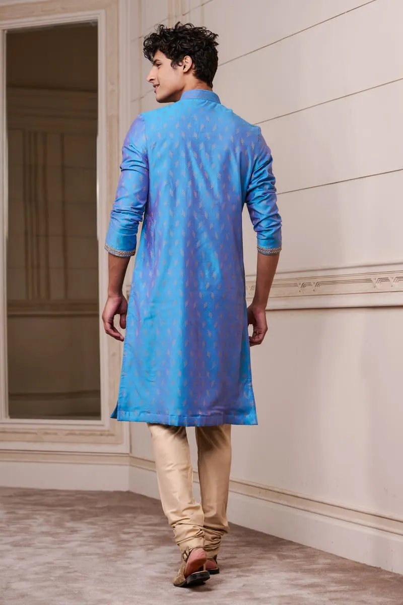Blue Jacquard Kurta
