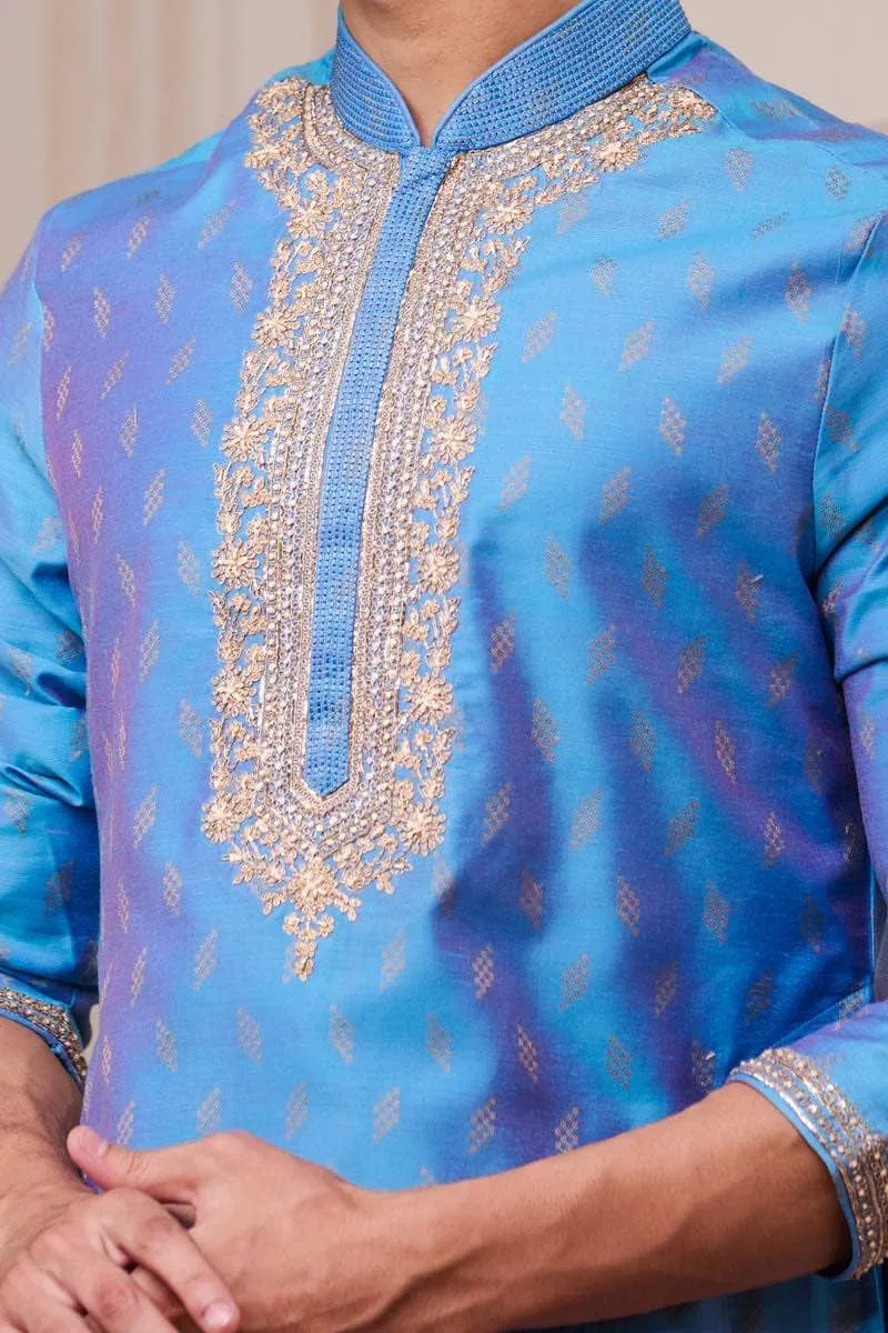 Blue Jacquard Kurta