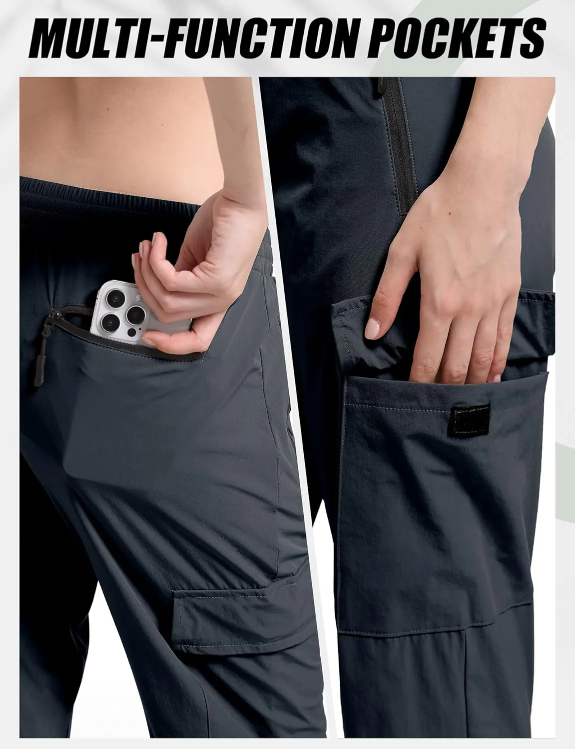 Buauty Womens Joggers Quick Dry Lightweight Cargo Joggers Hiking Pants with Pockets Elastic Waist for Travel and Camping