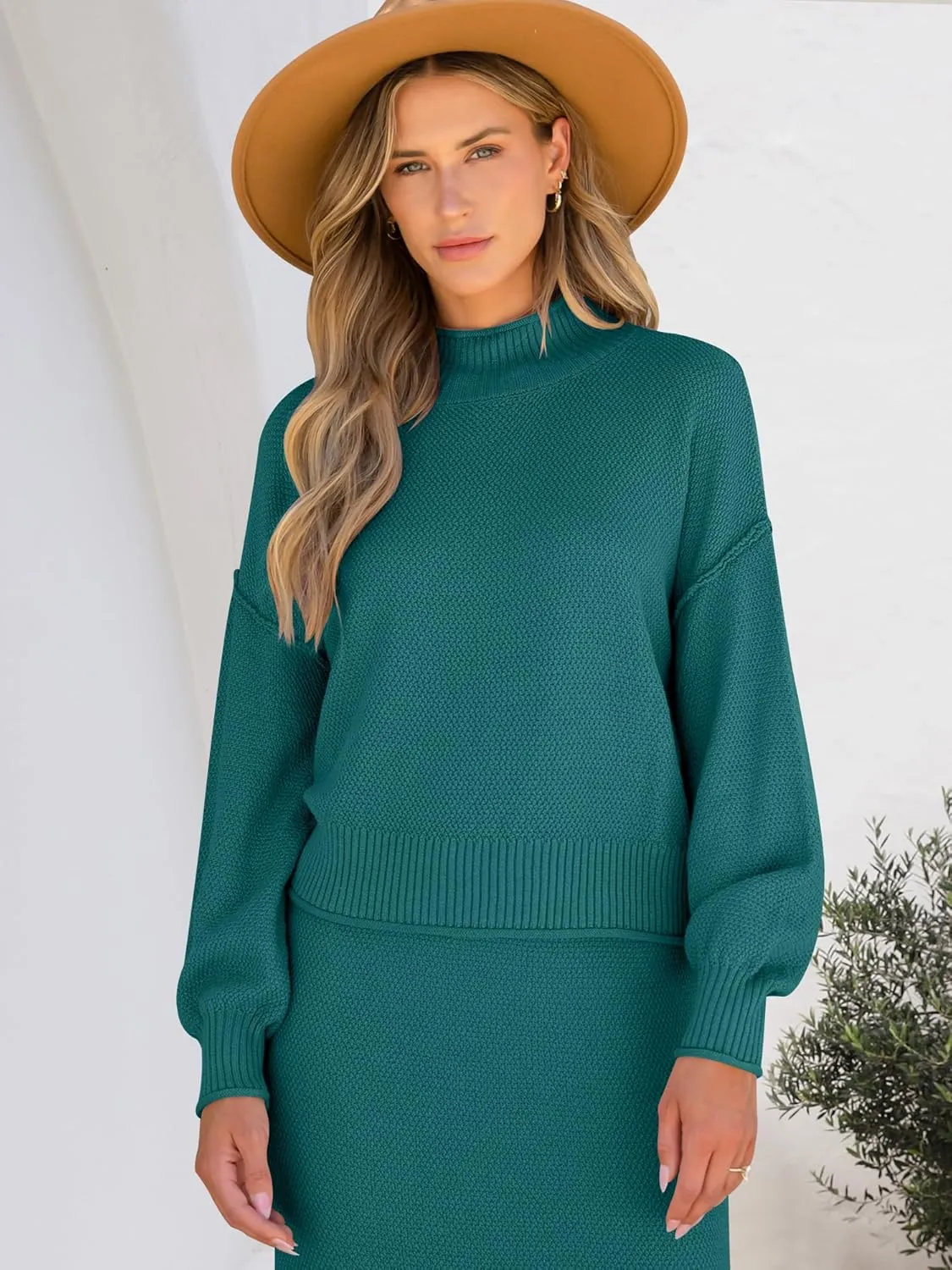 Caracilia Women's 2 Piece Outfits Sweater Skirt Sets Long Sleeve Oversized Tops Matching Maxi Skirts 2024 Knit Fall Dress