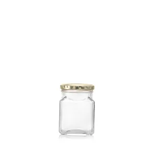 Consol Glass Square Jar 260ml with Gold lid (24 Carton Pack)