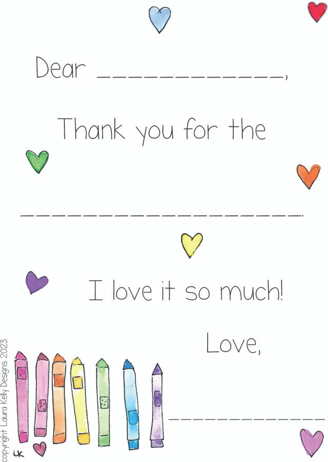 fill in thank you notes - assorted designs