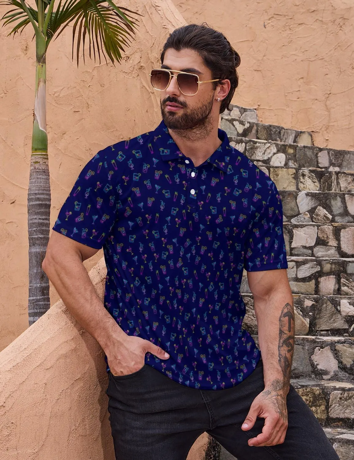 Funny Golf Shirts for Men Moisture Wicking Men's Fun Golf Polo Shirts Quick-Dry Polo Shirts Short Sleeve