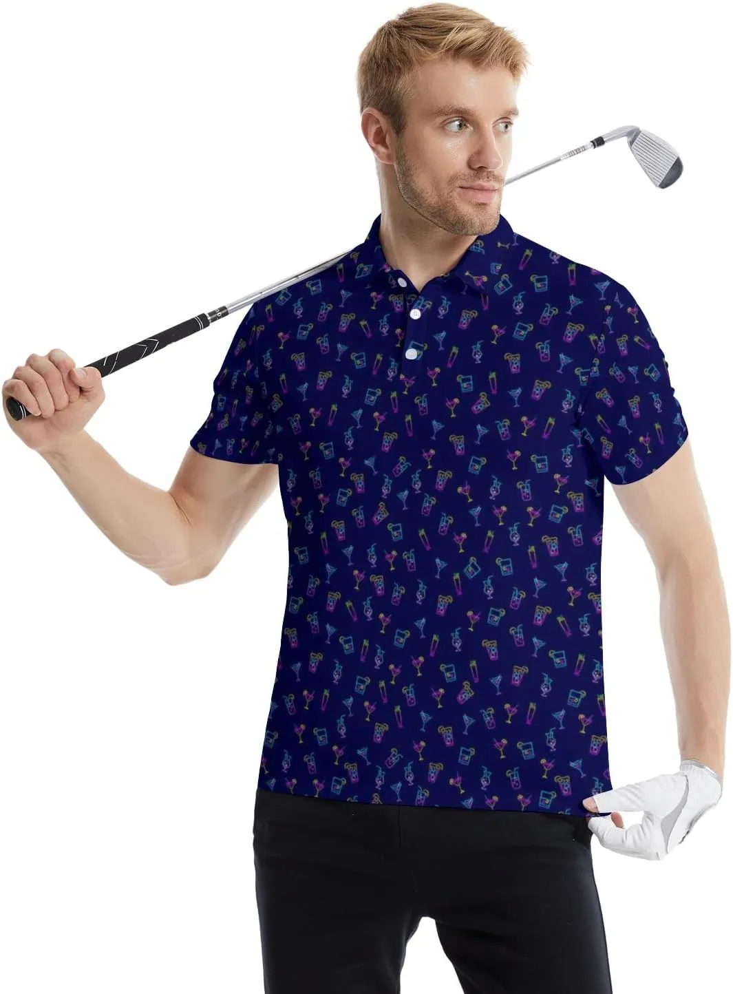 Funny Golf Shirts for Men Moisture Wicking Men's Fun Golf Polo Shirts Quick-Dry Polo Shirts Short Sleeve