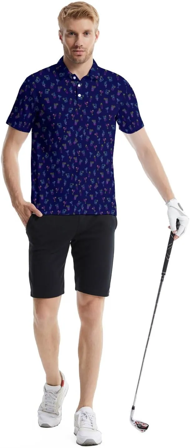 Funny Golf Shirts for Men Moisture Wicking Men's Fun Golf Polo Shirts Quick-Dry Polo Shirts Short Sleeve