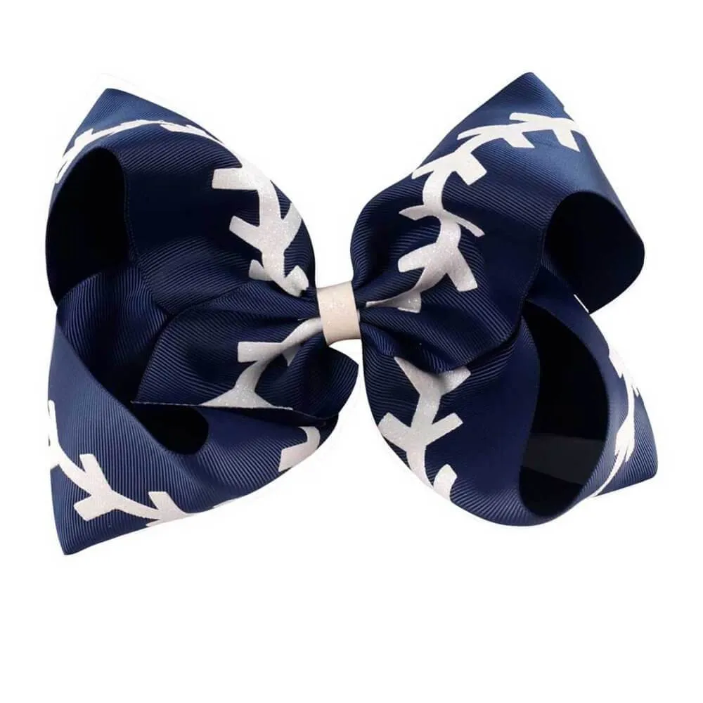 Girls 7" Baseball Hair Bow, Girls Jumbo Hair Bow, Hair Accessories, Bows