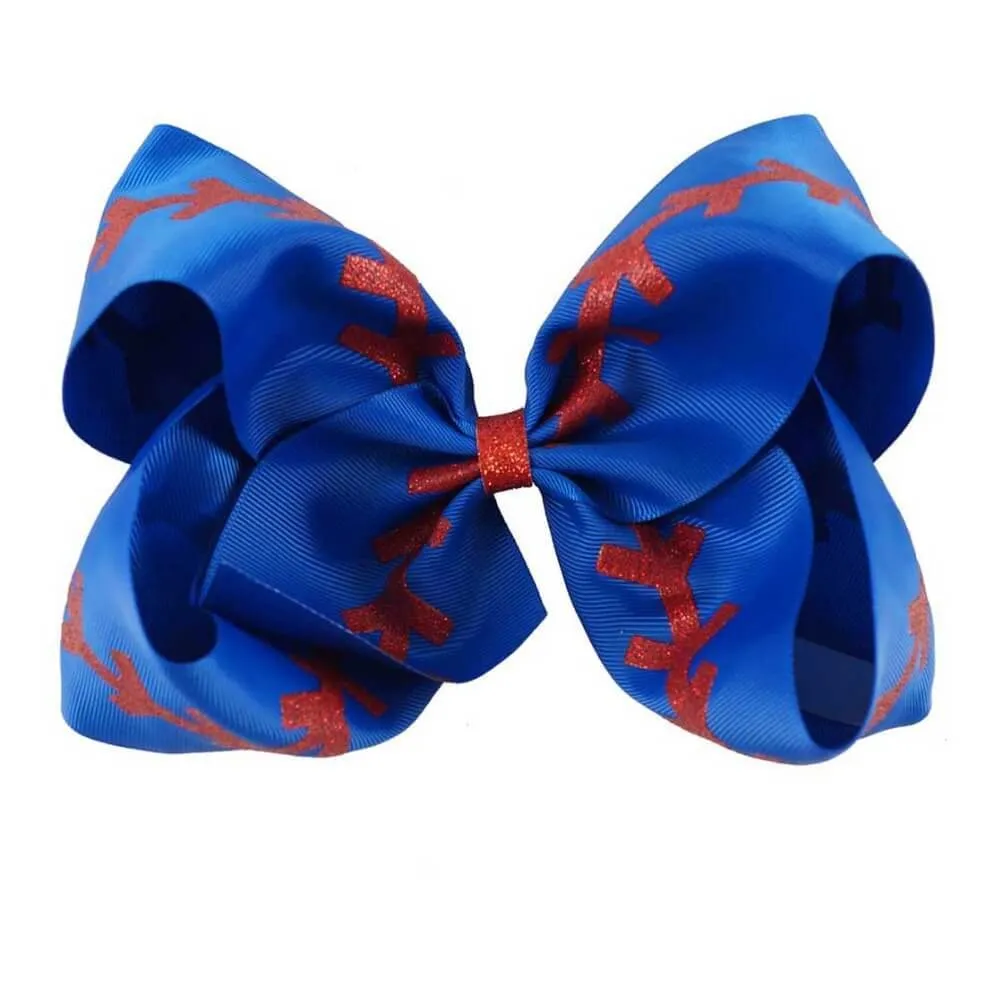 Girls 7" Baseball Hair Bow, Girls Jumbo Hair Bow, Hair Accessories, Bows