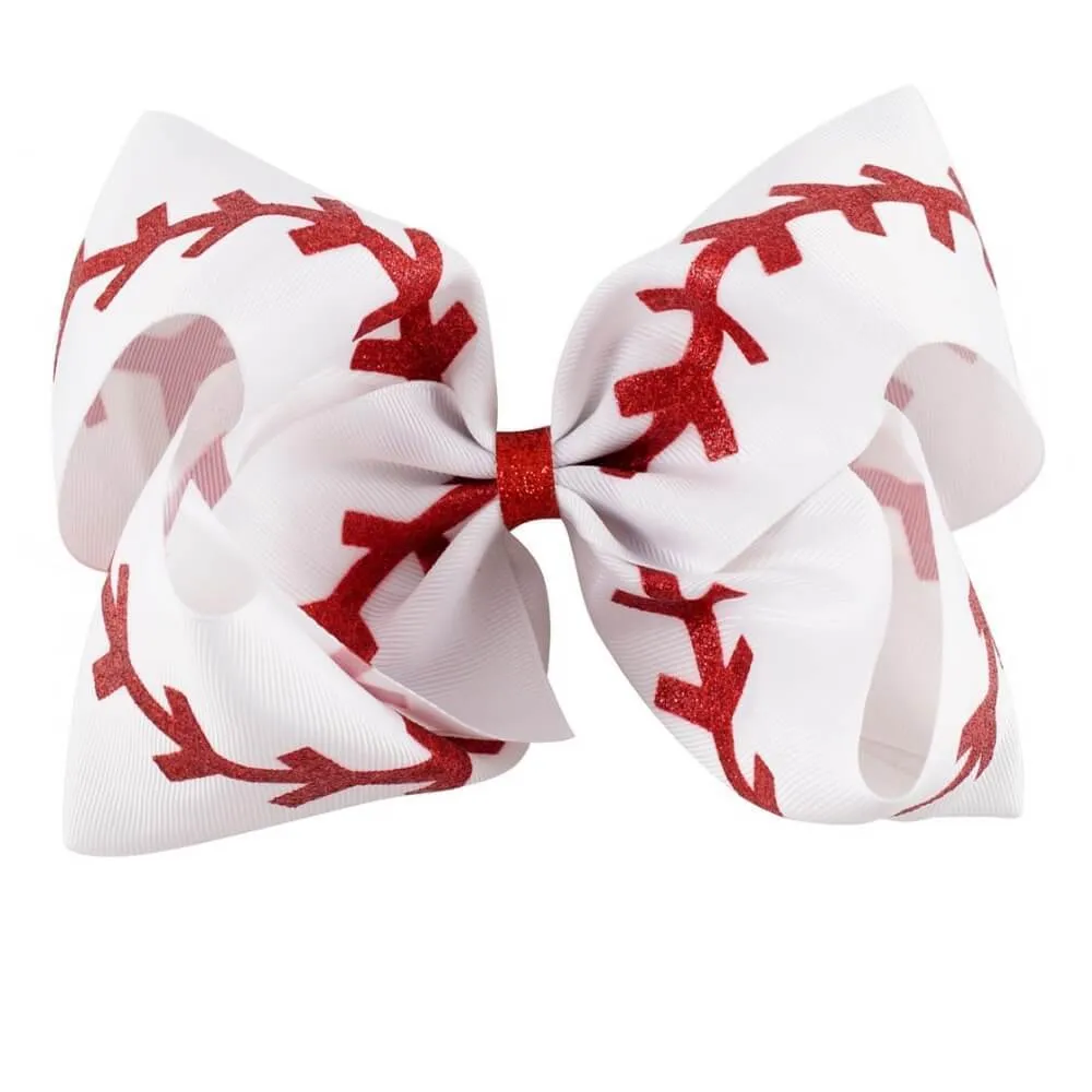 Girls 7" Baseball Hair Bow, Girls Jumbo Hair Bow, Hair Accessories, Bows