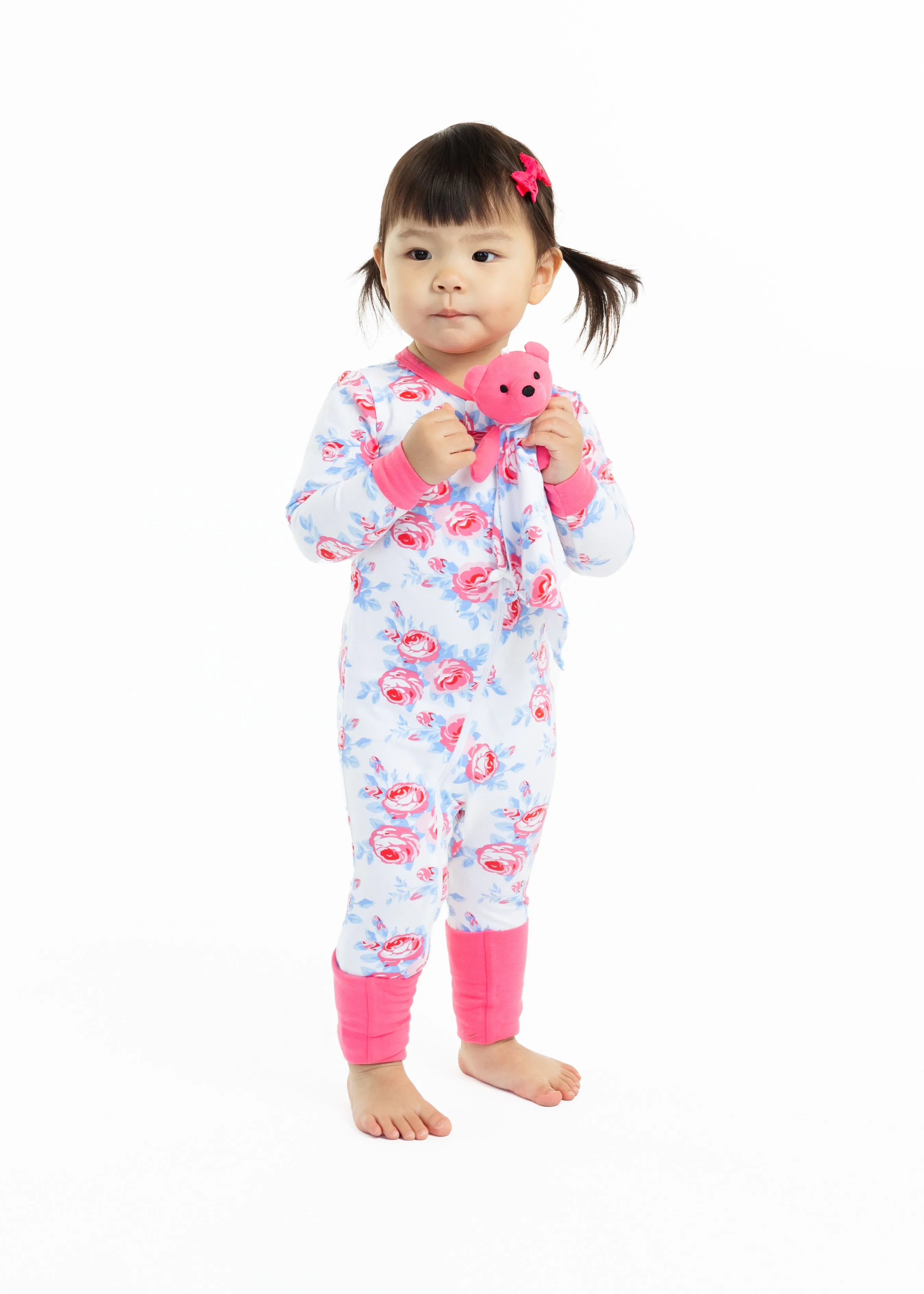 Infant Girls English Rose Zip-Front Coverall Pajama