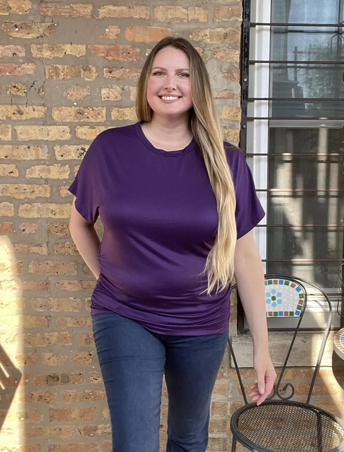 IN'VOLAND Women's Plus Size Casual Short Sleeve Dolman Top Boat Neck T Shirts