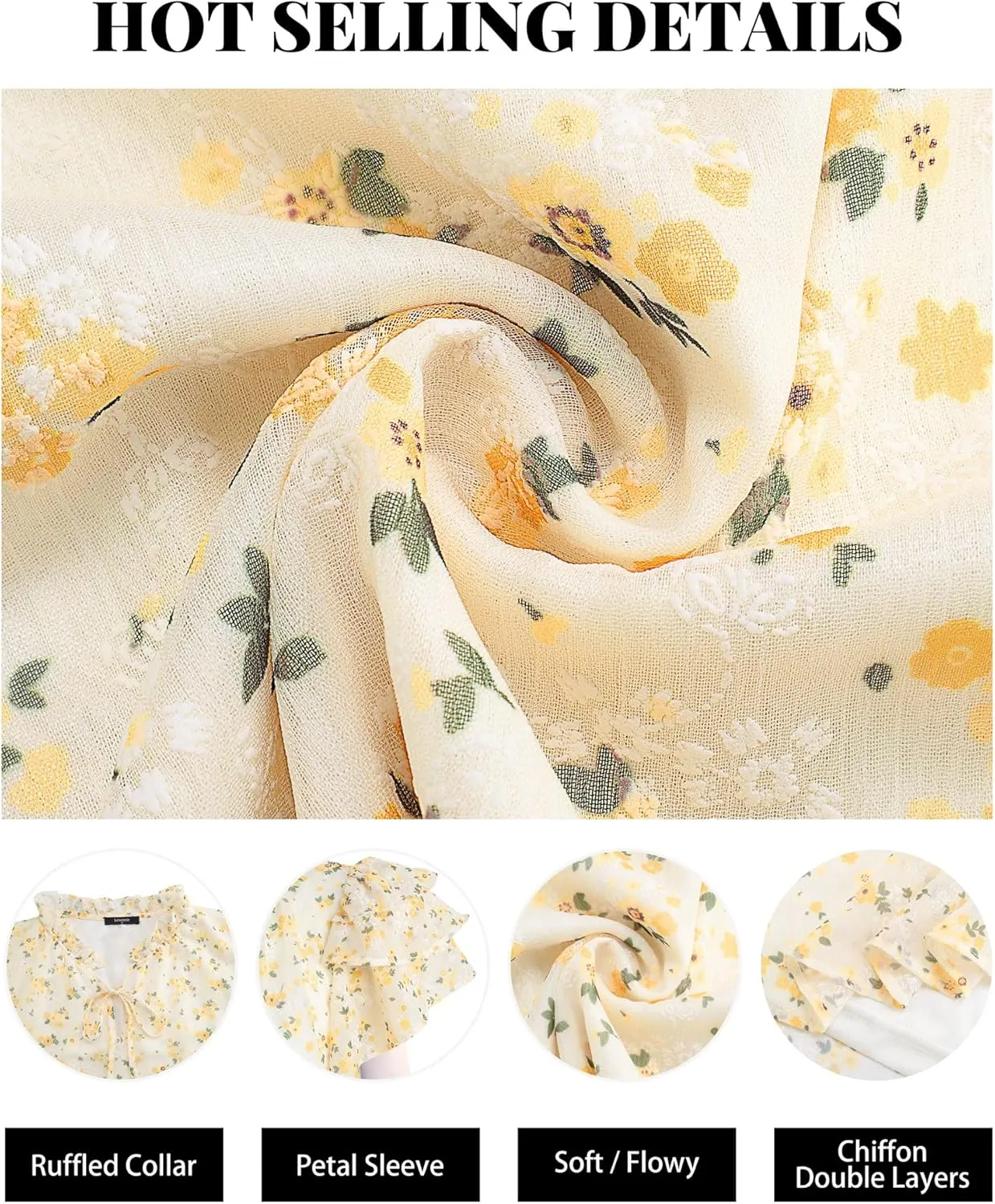 Lotusmile Summer Chiffon Dressy Casual Blouses Elegant Ruffle Short Sleeve Work Tops for Women Trendy