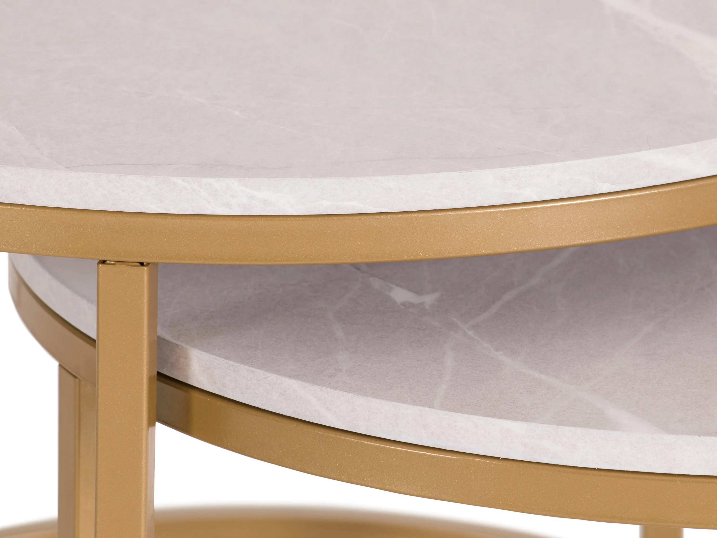 Marble and Gold Round Nesting Coffee Tables