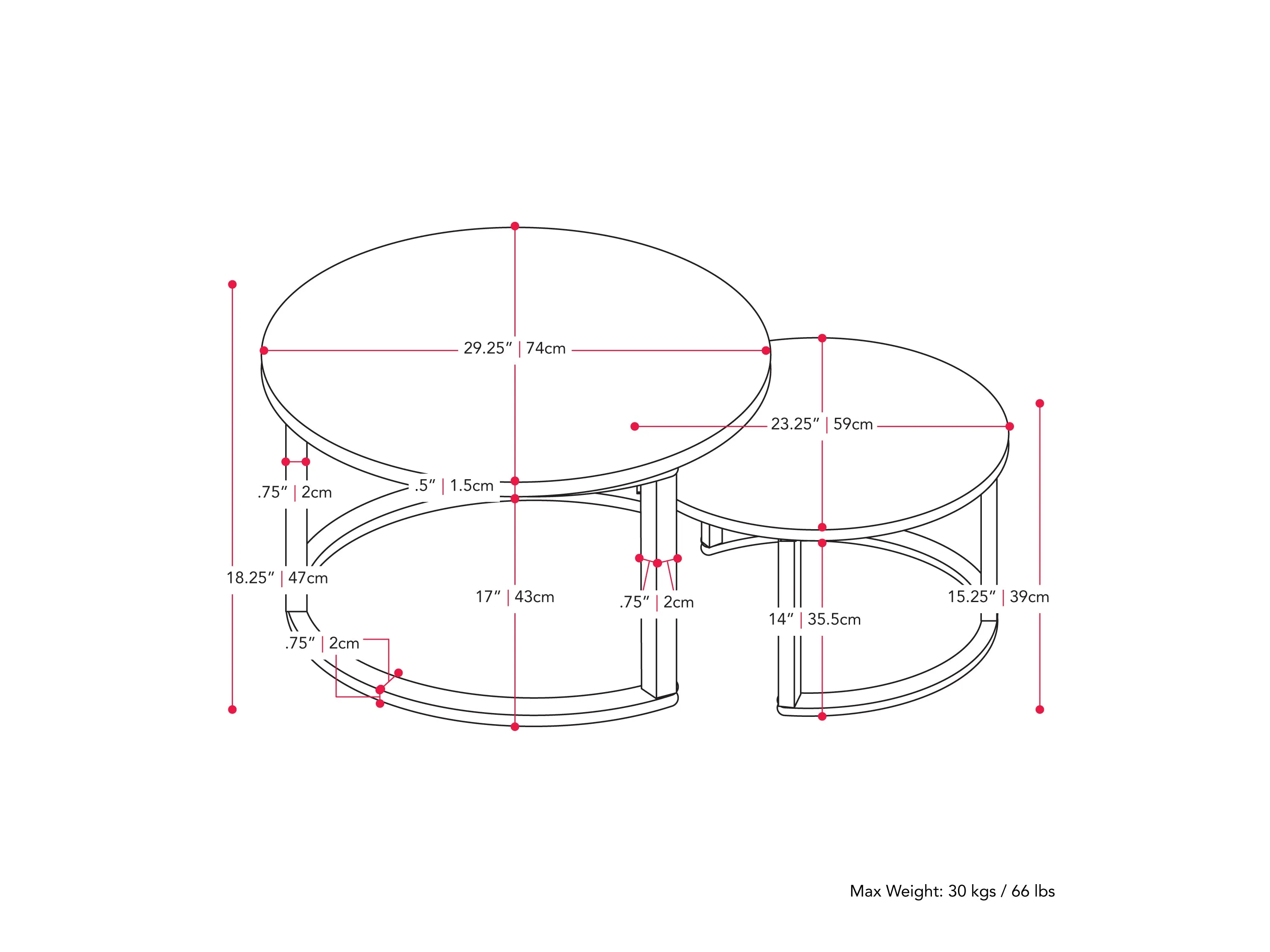 Marble and Gold Round Nesting Coffee Tables
