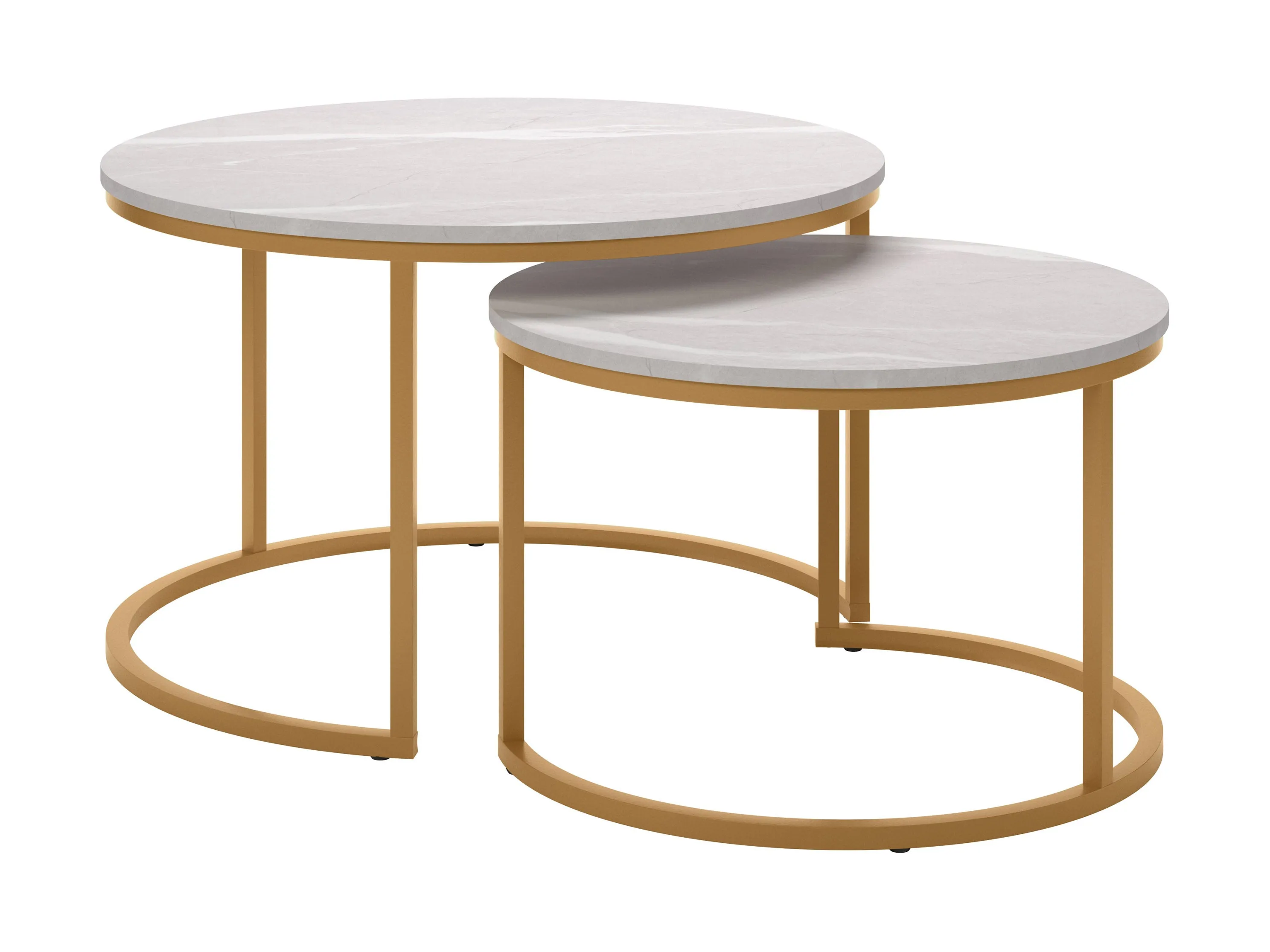 Marble and Gold Round Nesting Coffee Tables