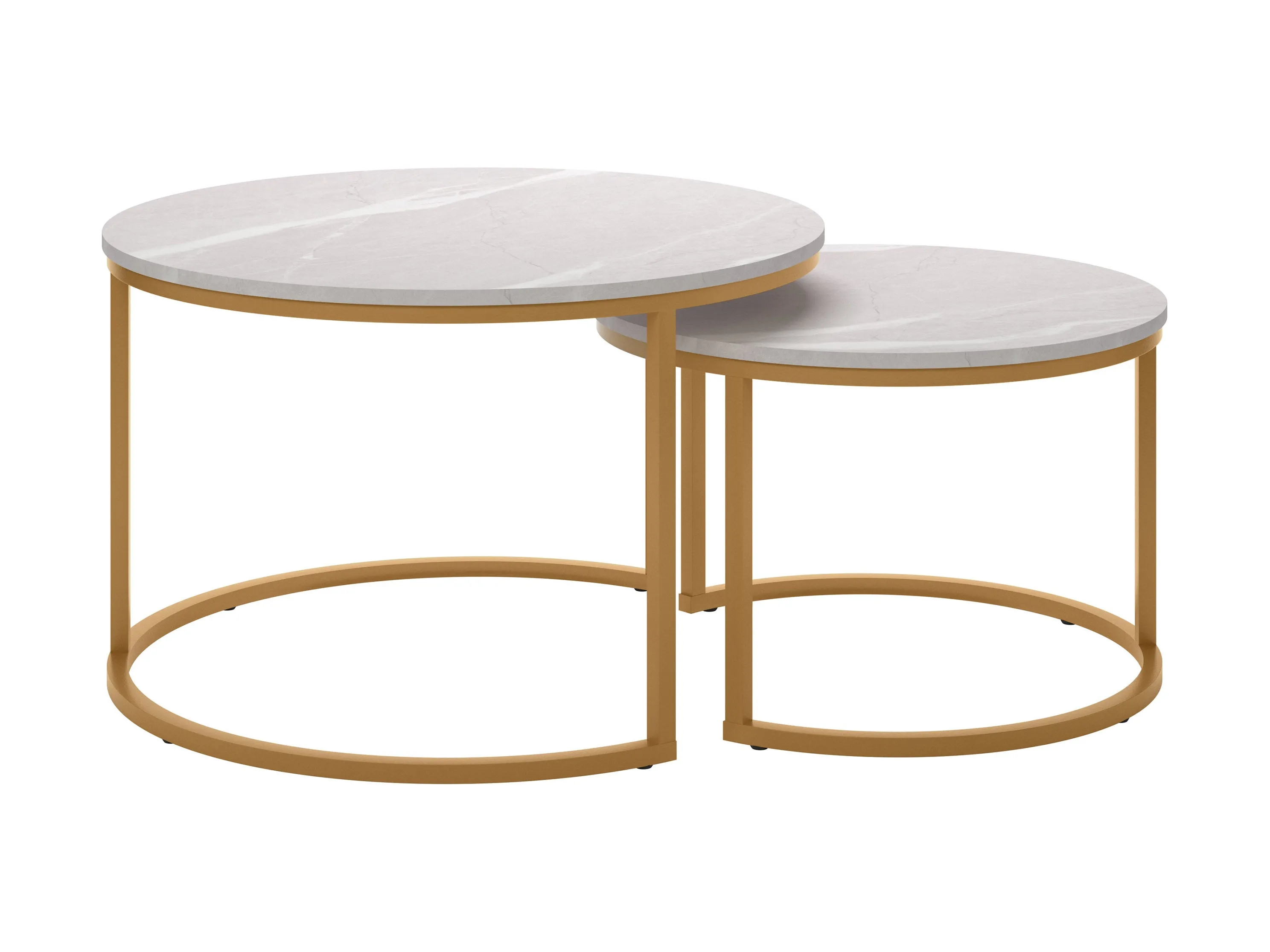 Marble and Gold Round Nesting Coffee Tables