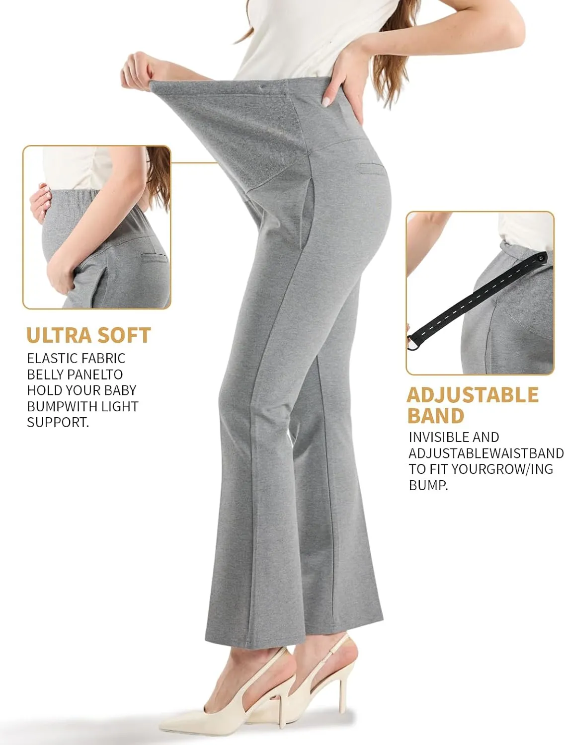 Maternity Clothes Flare Leggings Work Sets Outfits with Pockets Dress Yoga Scrub Comfortable Pants for Stretch Women