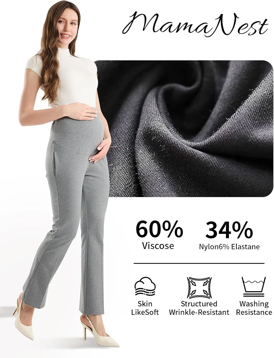 Maternity Clothes Flare Leggings Work Sets Outfits with Pockets Dress Yoga Scrub Comfortable Pants for Stretch Women