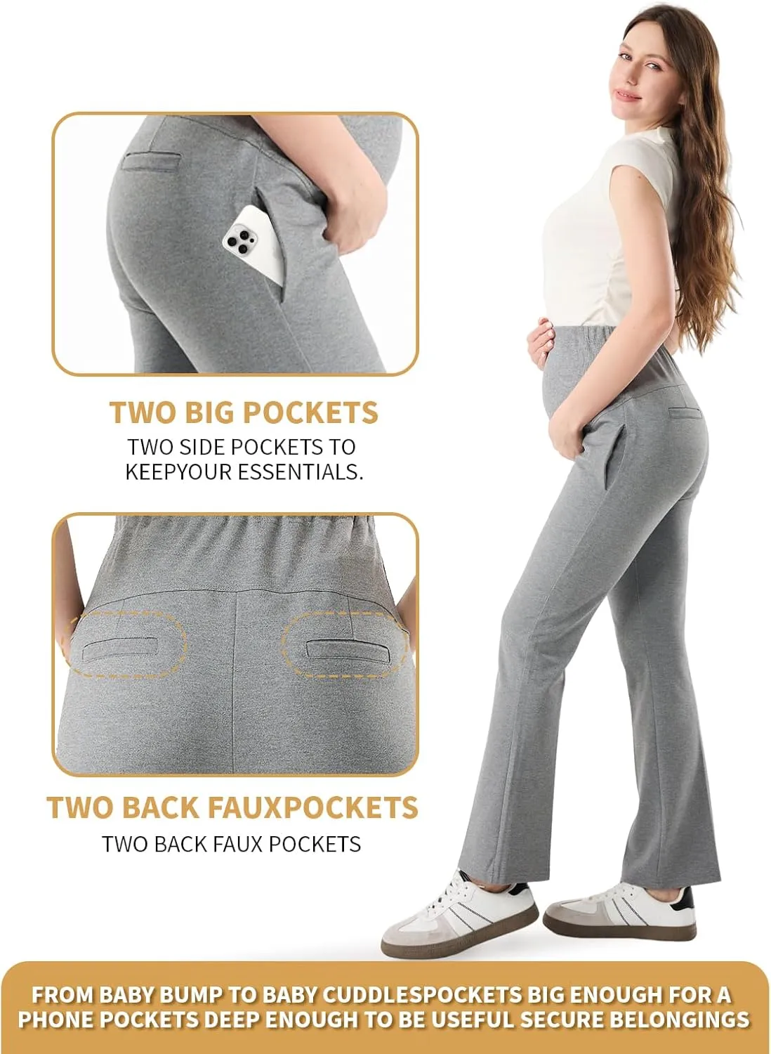 Maternity Clothes Flare Leggings Work Sets Outfits with Pockets Dress Yoga Scrub Comfortable Pants for Stretch Women