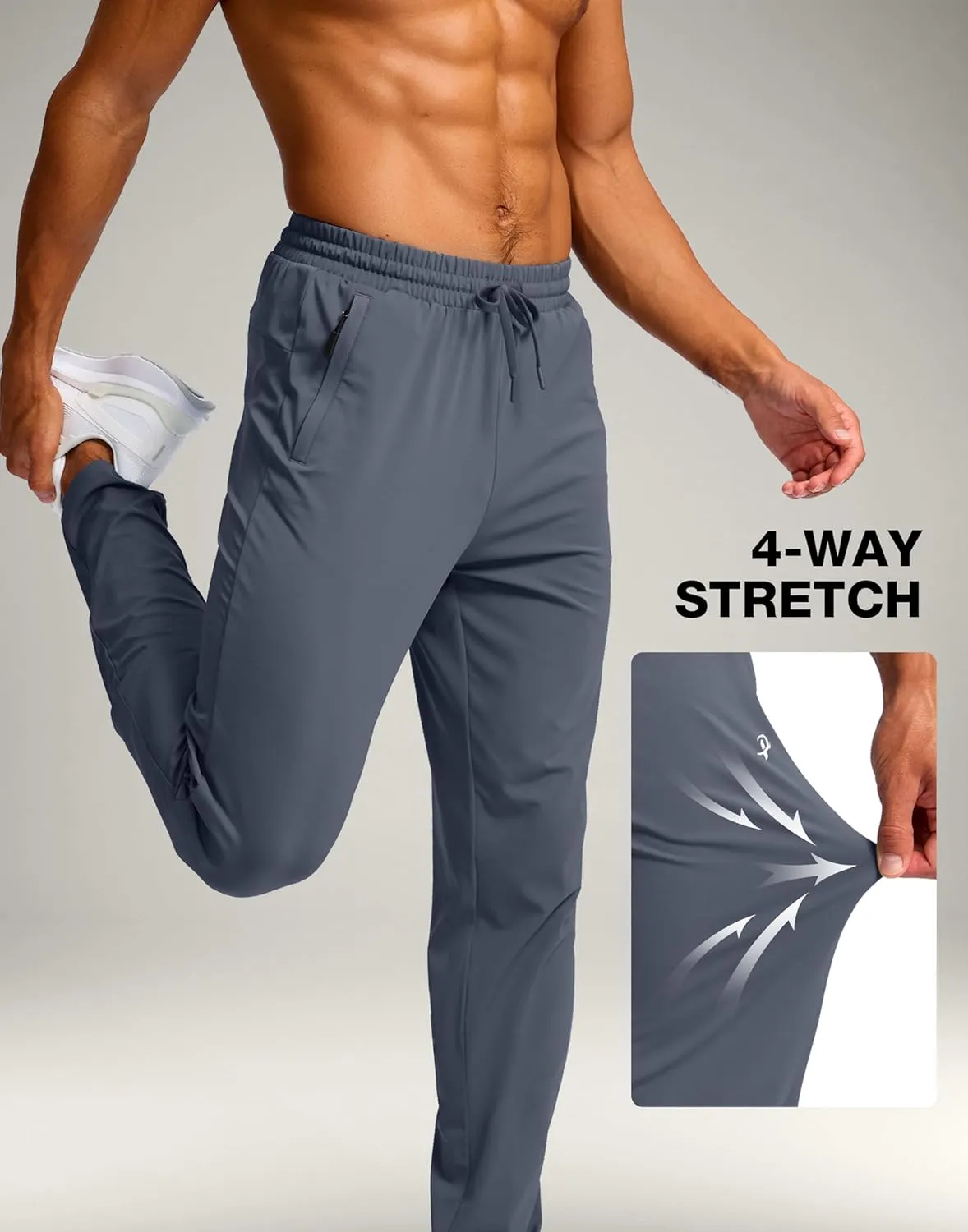 Pudolla 32"/34"/36" Inseam Men's Tall Sweatpants with Zipper Pockets Lightweight Joggers for Athletic Workout Casual