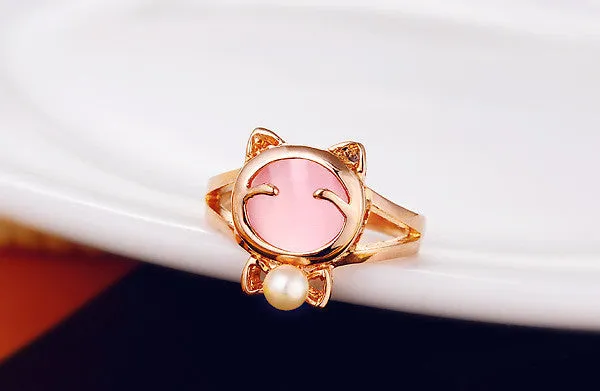 Rose Gold Plated Cute Cat Ring  Made with Genuine Austrian Crystals