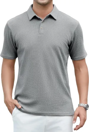 SAMERM Mens Zipper Polo Shirts Short Sleeve Casual Fashion Stylish Knit Polo T Shirt for Men