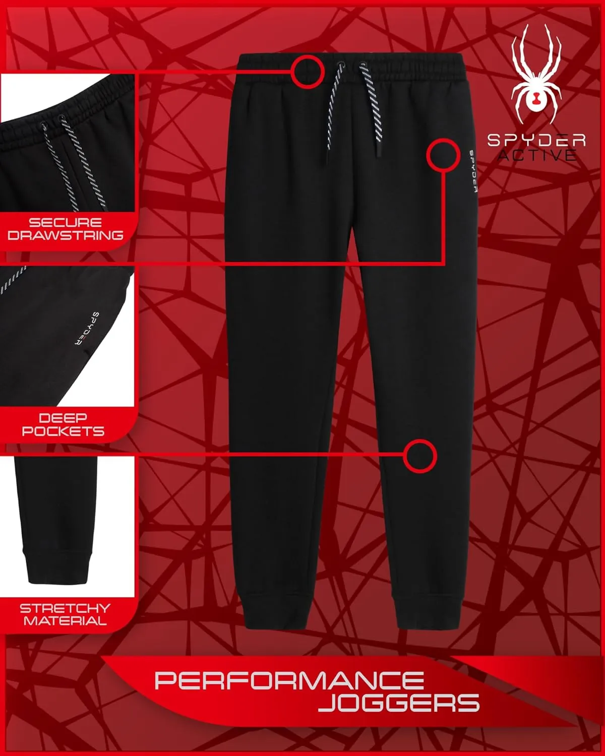 Spyder Mens Sweatpants - Athletic Performance Fleece Joggers Sweatpants for Men for Gym Workout and Running (Sizes: S-XXL)