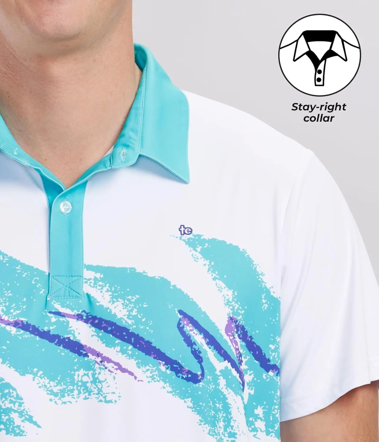 Tipsy Elves Men's Athletic Fit Golf Polo Shirt - Performance Golf Shirt for Men w/ 4-Way Stretch Moisture Wicking Fabric
