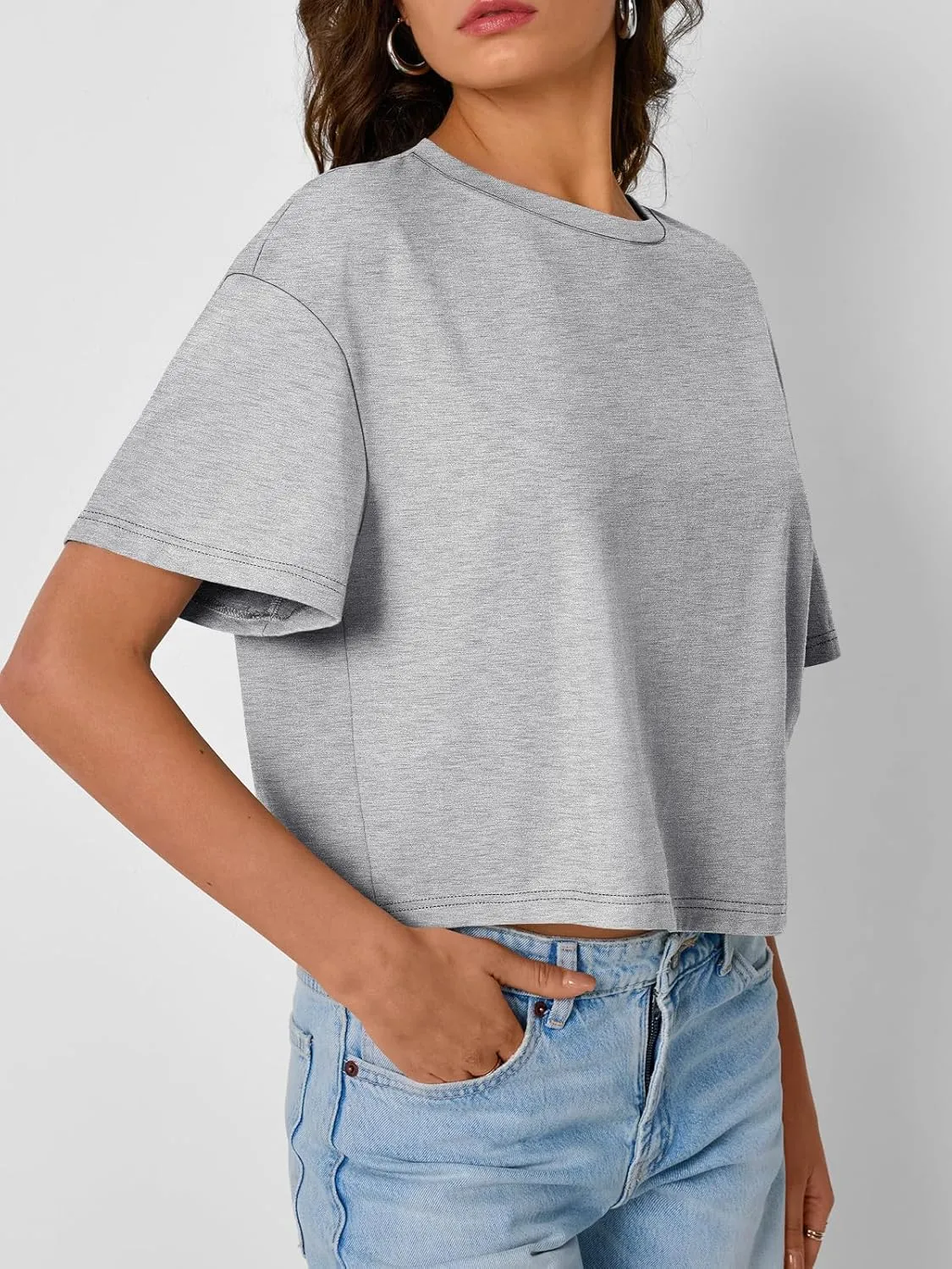 Trendy Queen Womens Crop Tops Oversized Workout Tshirts Short Sleeve Tees Summer Spring 2025 Casual Trendy Fashion Clothes