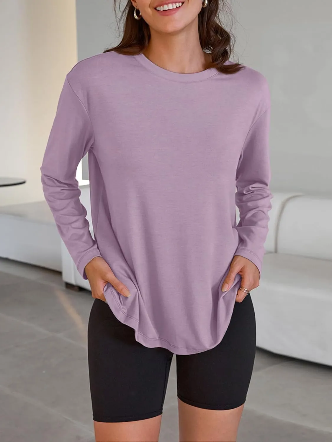 Trendy Queen Womens Oversized Long Sleeve T Shirts 2025 Basic Crewneck Tee Fall Tops Casual Workout Y2K Clothes