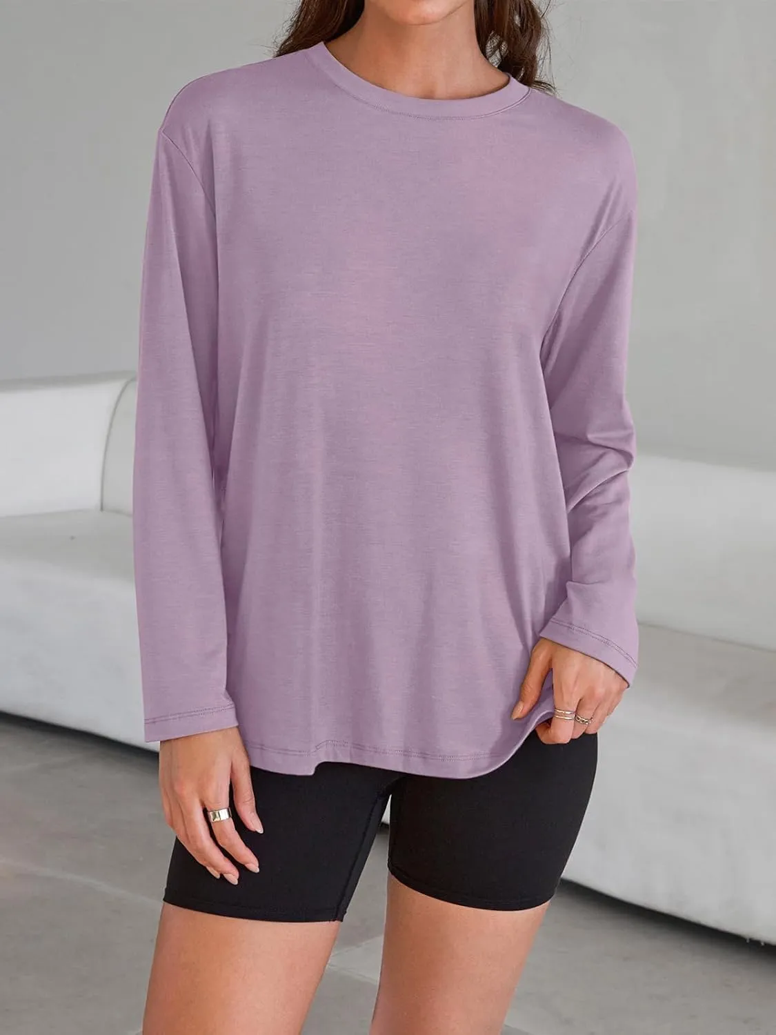 Trendy Queen Womens Oversized Long Sleeve T Shirts 2025 Basic Crewneck Tee Fall Tops Casual Workout Y2K Clothes