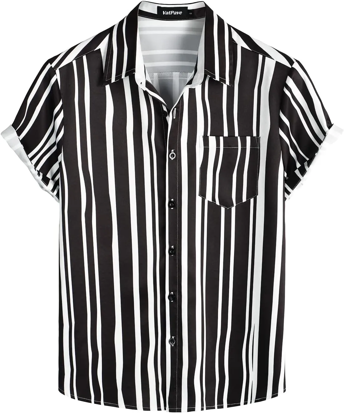 VATPAVE Mens Striped Summer Shirts Casual Button Down Short Sleeve Beach Stylish Untucked Hawaiian Shirts